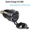iMESTOU Chargeur de Moto en Aluminium DIN DIN Dual USB Chargeur Rapide 3.0A DIN Hella Adaptateur USB avec Voltmètre Compatible a