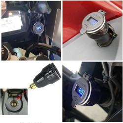 iMESTOU Chargeur de Moto en Aluminium DIN DIN Dual USB Chargeur Rapide 3.0A DIN Hella Adaptateur USB avec Voltmètre Compatible a