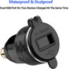 iMESTOU DIN Hella Plug Moto Dual USB Téléphone Chargeur Aluminium avec Voltmètre Imperméable Compatible avec des Motos 12V/24V B