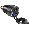 iMESTOU Chargeur de Moto en Aluminium DIN Dual USB Chargeur Rapide 3.0A Hella Adaptateur USB avec Voltmètre Compatible avec BMW 