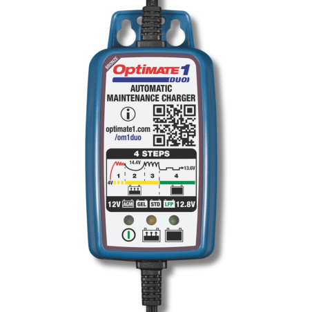 OptiMate 1-Duo-Chargeur automatique de batterie de moto au lithium et plomb-acide, 12 V
