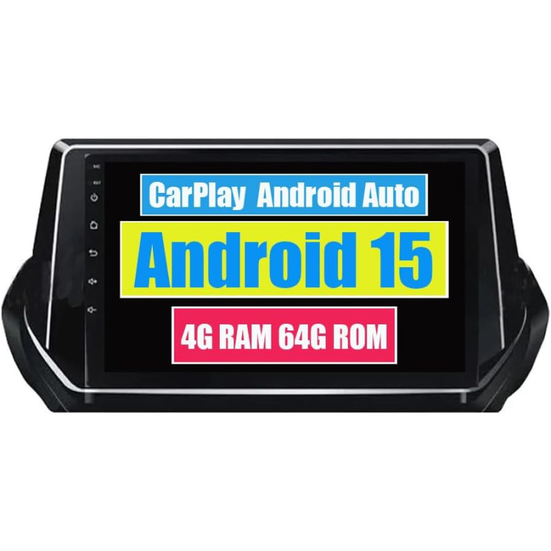 Roverone autoradio carplay pour peugeot 2008 208 2019 2020 2021 2022 android auto écran tactile bleutooth wifi radio player