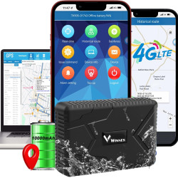 4G Traceur GPS Voiture avec Micro 10000mah Tracker GPS 120 Jours en Veille Traceur Temps réel Traqueur GPS APP Gratuite avec His