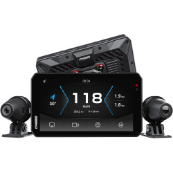 CHIGEE AIO-5 Evo Motorcycle Smart Riding System, Wireless CarPlay & Android Auto, Dual 1080P Front & Rear Dash Cam, Blind Spot D