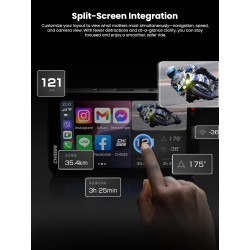 CHIGEE AIO-5 Evo Motorcycle Smart Riding System, Wireless CarPlay & Android Auto, Dual 1080P Front & Rear Dash Cam, Blind Spot D