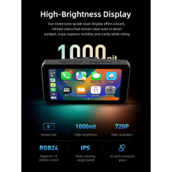 CHIGEE AIO-5 Play for BMW Motorcycles, 3-Pin Interface, Plug-and-Play Smart Display with Apple CarPlay & Android Auto, 60FPS, IP