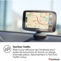 Tomtom GPS GO Navigator (6 Pouces, info trafic en Temps réel, essai du Service Alerte de Zones de Danger, Cartes du Monde, Mise 