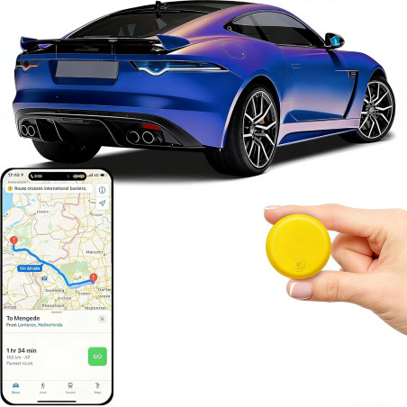 Traceur GPS sans Abonnement pour Voiture, Fixation magnétique Smart Tag Traceur Compatible iOS, Imperméable IP68, Idéal pour Bag