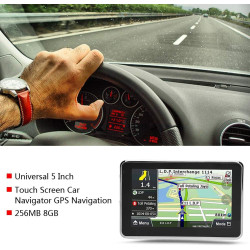 Navigation GPS, système d'écran Tactile GPS Navigator de 5 Pouces pour Voitures universelles avec Carte de l'europe 508, 256 Mo 