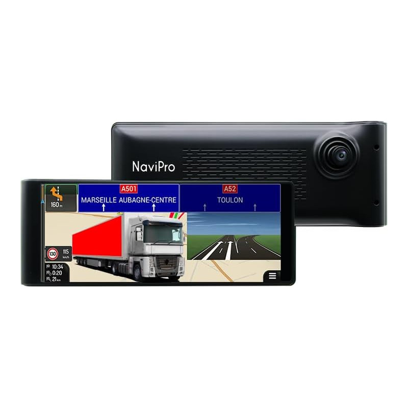 GPS Poids Lourd 7 Pouces NaviPro Assist GPS pour Camion, Bus, Voiture, Europe 48 Pays, Caméra de Route Intégrée, Dashcam HD, Mis