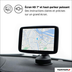 Gps TomTom GO Discover, Ecran HD 7 Pouces, Info Trafic, Alertes de Zones de Danger, Cartes Monde, Mise à Jour Rapide via WiFi, P