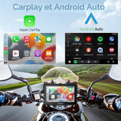 Carpuride w702 écran gps carplay pour moto, carplay sans fil & android auto, écran tactile étanche 7", double bleutooth, navigat
