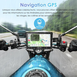 Carpuride w702 écran gps carplay pour moto, carplay sans fil & android auto, écran tactile étanche 7", double bleutooth, navigat