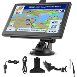 Riloer Kit de Navigation GPS Universel pour Voiture, Camion, caravanes, Poids Lourd, Camping-Car, écran 7" avec Support et émett
