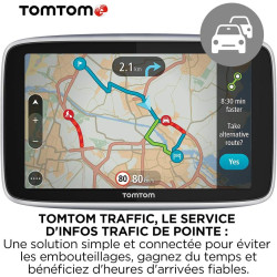 TomTom GPS Voiture GO Premium, 5 Pouces, Info Trafic, Alertes de Zones de Danger, Cartes Monde, Mise à Jour via WiFi, Appels mai