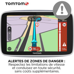 TomTom GPS Voiture GO Premium, 5 Pouces, Info Trafic, Alertes de Zones de Danger, Cartes Monde, Mise à Jour via WiFi, Appels mai