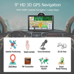 Navigateur GPS de voiture fiable avec écran de 9 pouces optimisé pour une utilisation commerciale en Europe avec accès cartograp