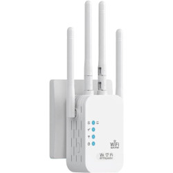 Répéteur WiFi Puissant 1200Mbps, Amplificateur WiFi avec 4 Antennes,(2.4GHz/5GHz) WiFi Extender WiFi Booster, Port Ethernet Giga