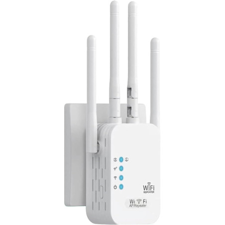 Répéteur WiFi Puissant 1200Mbps, Amplificateur WiFi avec 4 Antennes,(2.4GHz/5GHz) WiFi Extender WiFi Booster, Port Ethernet Giga