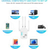 Répéteur WiFi Puissant 1200Mbps, Amplificateur WiFi avec 4 Antennes,(2.4GHz/5GHz) WiFi Extender WiFi Booster, Port Ethernet Giga