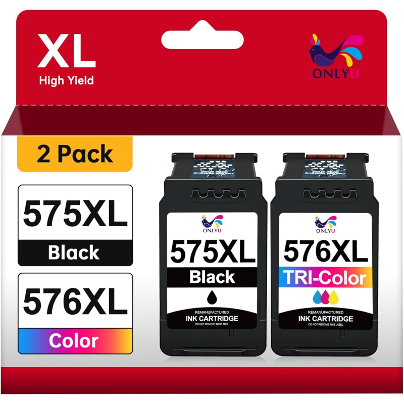ONLYU 575XL 576XL Cartouche d'encre Remplacement pour Canon 575 576 PG575XL CL576XL pour Canon PIXMA TS3750i TR4755i TS3751i TR4
