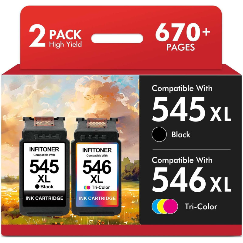 545 et 546 Cartouche Encre Compatible pour Canon 545-546 Cartouches d'encre PG-545 CL-546 XL pour Canon Pixma TS3550 TS3450 TS33