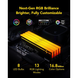 Lexar Thor Z Series RGB DDR5 RAM DDR5 32Go Kit (2x16Go) 6000 MHz CL36, DRAM UDIMM 288-Pin PC Mémoire RAM de Bureau, Mémoire Ordi