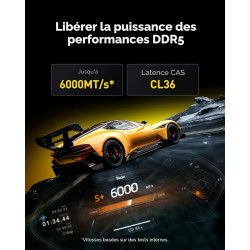 Lexar OC DDR5 RAM DDR5 32Go Kit (2x16Go) 6000 MHz CL36, DRAM UDIMM 288-Pin PC Mémoire RAM de Bureau, Mémoire Ordinateur DDR5 pou