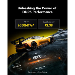 Lexar THOR OC DDR5 RAM DDR5 32Go Kit (2x16Go) 6000 MHz, DRAM UDIMM 288-Pin PC Mémoire RAM de Bureau, Mémoire Ordinateur DDR5 Hau