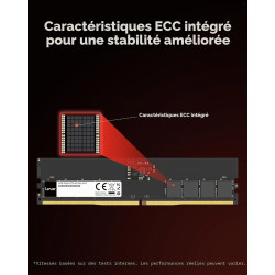 Lexar UDIMM RAM DDR5 32Go 5600 MHz, 288-Pin DDR5 UDIMM PC, DRAM Jeu Haute Performance U-DIMM Mémoire RAM pour Ordinateur/PC/Comp