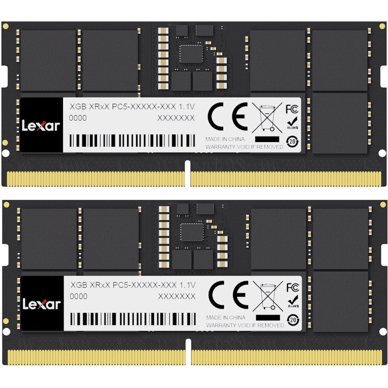 Lexar SODIMM 2x16Go DDR5 RAM 5600MHz, 262-Pin DDR5 SODIMM RAM pour Ordinateur Portable, mémoire Jeu DRAM pour Ordinateur Portabl