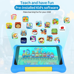Tablette Enfants 7 Pouces, Android Tablette pour Enfants 5Go+32Go+128Go, Applications pour Enfants Préinstallées et Contrôle Par