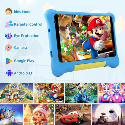 Tablette Enfants 7 Pouces, Android Tablette pour Enfants 5Go+32Go+128Go, Applications pour Enfants Préinstallées et Contrôle Par