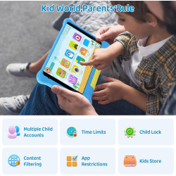 Tablette Enfants 7 Pouces, Android Tablette pour Enfants 5Go+32Go+128Go, Applications pour Enfants Préinstallées et Contrôle Par
