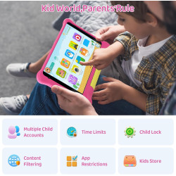 Tablette Enfants 7 Pouces, Android Tablette pour Enfants 5Go+32Go+128Go, Applications pour Enfants Préinstallées et Contrôle Par