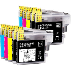 10-Pack LC1100XL LC980XL Cartouche d'encre Compatible pour Brother LC1100 LC980 LC985 pour Brother DCP-195C DCP-585CW DCP-385C D