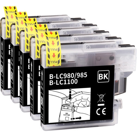 5-Pack LC1100XL LC980XL Cartouche d'encre Compatible pour Brother LC1100 LC980 LC985 pour Brother DCP-195C DCP-585CW DCP-385C DC