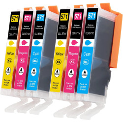 Lot de 6 cartouches d'encre CLI-571 XL compatibles avec Canon 571 Multipack Canon 571XL pour Canon Pixma TS5050 MG5750 TS5055 MG
