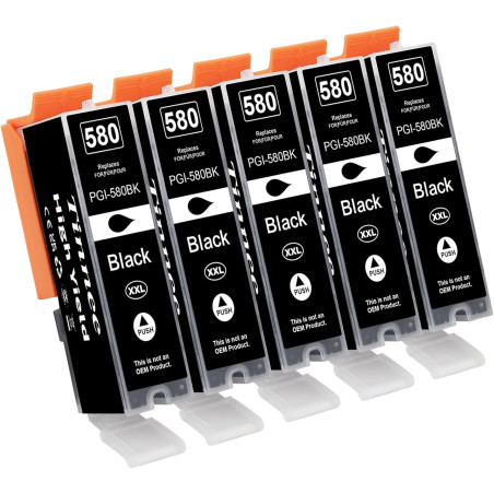 5X 580XXL Compatible pour Cartouche Canon 580 PGBK PGI-580 XXL pour Canon TS8150 TS6150 TS8250 TS6151 TR8550 TR7550 TS8151 TR850