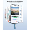 GNASEET Clé USB 256 Go, Transfert Grande Vitesse 3.0, 4 en 1, Stockage Photos, Vidéos, Fichiers pour iOS, Android, Pad, Type C e