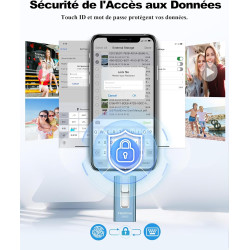 GNASEET Clé USB 256 Go, Transfert Grande Vitesse 3.0, 4 en 1, Stockage Photos, Vidéos, Fichiers pour iOS, Android, Pad, Type C e