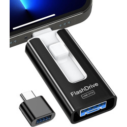 GNASEET Cle USB 256 Go, Clé USB 3.0 Transfert Grande Vitesse, 4 en 1 Clef USB Photo Stick Mémoire Externe pour iOS, Android, Pad