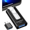 GNASEET Cle USB 256 Go, Clé USB 3.0 Transfert Grande Vitesse, 4 en 1 Clef USB Photo Stick Mémoire Externe pour iOS, Android, Pad