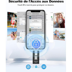 GNASEET Cle USB 256 Go, Clé USB 3.0 Transfert Grande Vitesse, 4 en 1 Clef USB Photo Stick Mémoire Externe pour iOS, Android, Pad