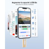 GNASEET Cle USB 256 Go, Clé USB 3.0 Transfert Grande Vitesse, 4 en 1 Clef USB Photo Stick Mémoire Externe pour iOS, Android, Pad