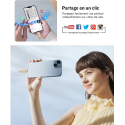 GNASEET Cle USB 256 Go, Clé USB 3.0 Transfert Grande Vitesse, 4 en 1 Clef USB Photo Stick Mémoire Externe pour iOS, Android, Pad