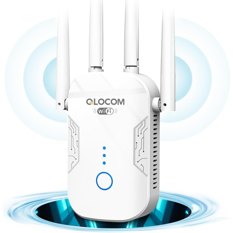 2026 Nouveau Répéteur WiFi Puissant 1200Mbps, WiFi Booster Double Bande 5GHz & 2.4GHz Amplificateur WiFi Puissant avec WPS, WiFi