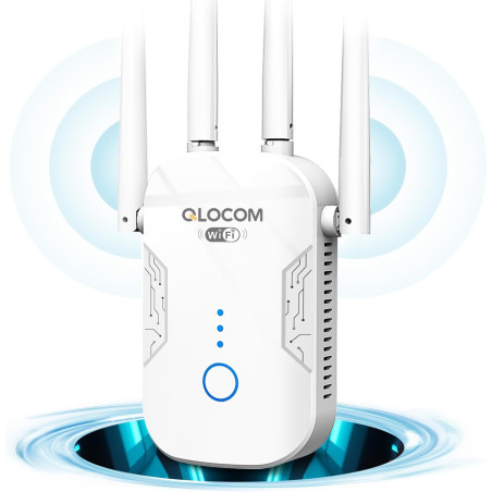 2026 Nouveau Répéteur WiFi Puissant 1200Mbps, WiFi Booster Double Bande 5GHz & 2.4GHz Amplificateur WiFi Puissant avec WPS, WiFi