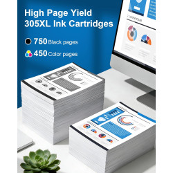 305XL Cartouches Noir et Couleur-1200 Pages,Compatible avec Cartouche HP 305 pour DeskJet 2800e/ 2810e/ 2820e/ 2700/ 2710e/ 2720