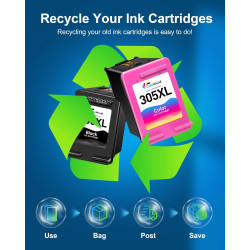 305XL Cartouches Noir et Couleur-1200 Pages,Compatible avec Cartouche HP 305 pour DeskJet 2800e/ 2810e/ 2820e/ 2700/ 2710e/ 2720